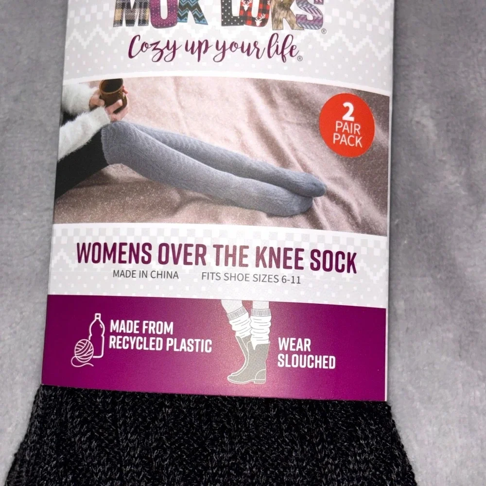 Muk Luks Cozy Up Your Wear Slouched Over The Knee Socks Womens OS (6-11) 2 Pack‎